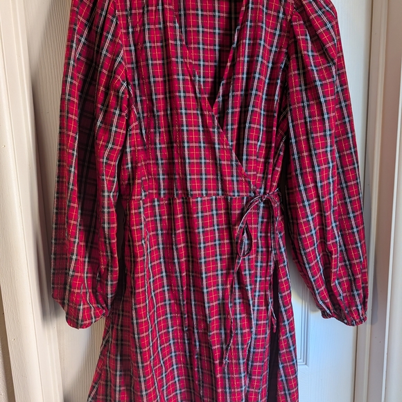 Old Navy Red Plaid Midi Dress - Picture 1 of 3